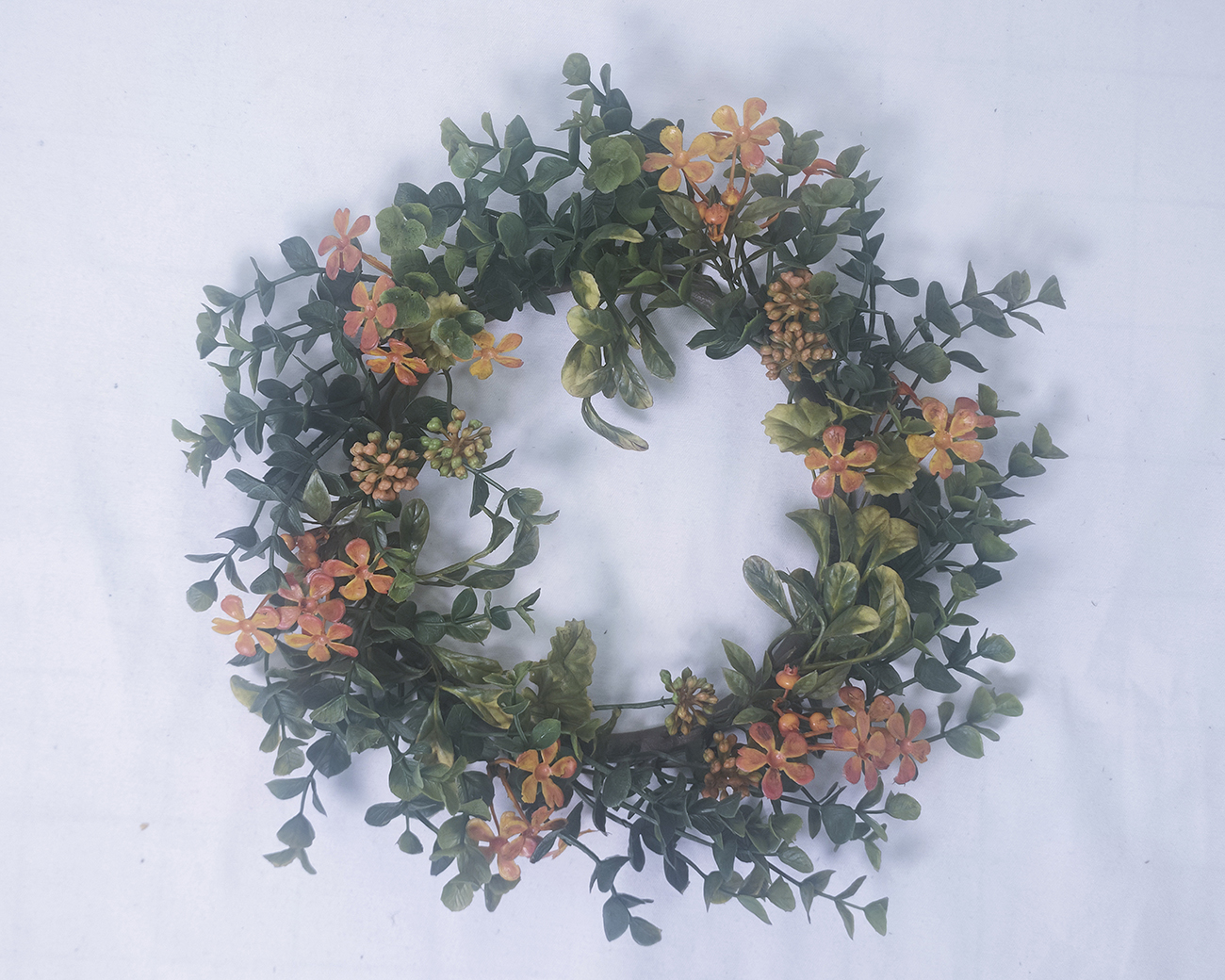 6.5-inch white flower gold leaf crape myrtle leaf Gem Flower imitation wreath