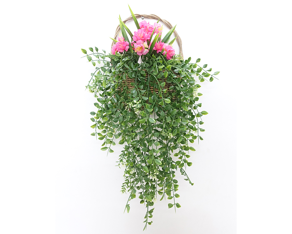 Bean buckle leaf silk flower hanging basket