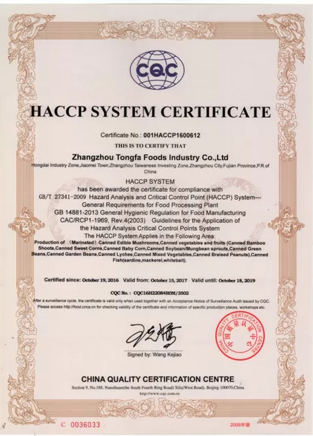 HACCP Certificate