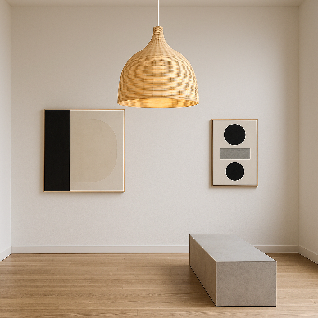 Boho Woven Rattan Pendant Light – Artistic Minimalism for Creative Interiors