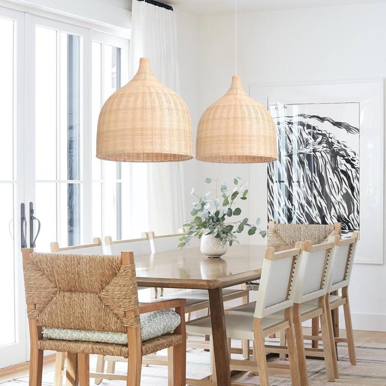 Handwoven Rattan Pendant Light – Natural Boho Style Ceiling Lamp