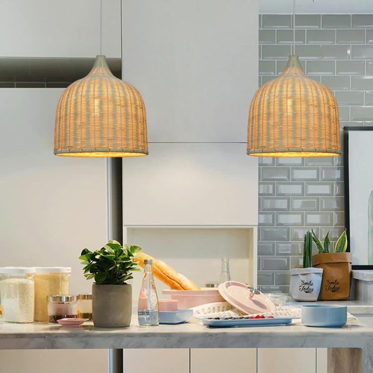 Handwoven Rattan Pendant Light – Natural Boho Style Ceiling Lamp