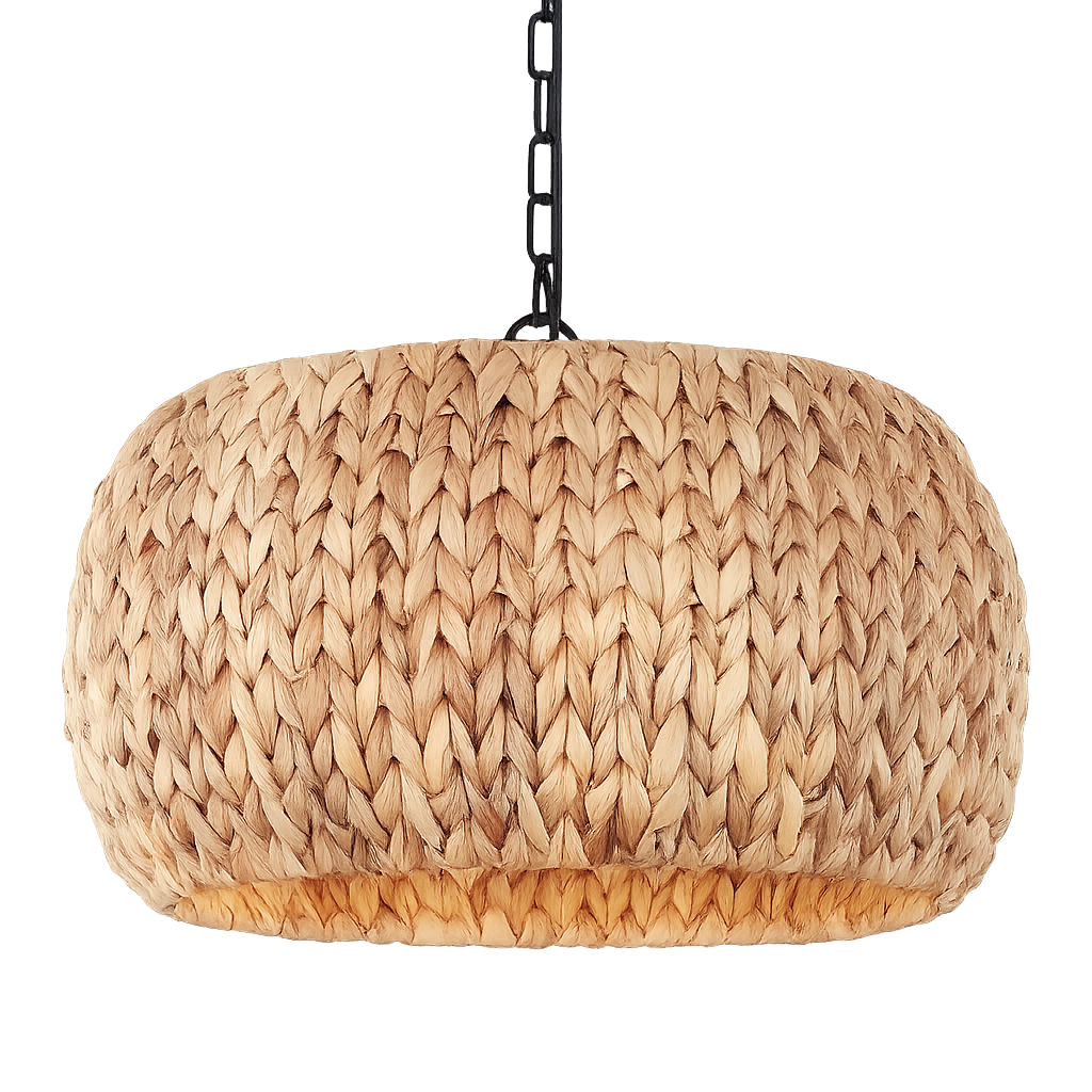 Handwoven Natural Rattan Pendant Light Rustic Woven Hanging Ceiling Lamp Boho Farmhouse Lighting Fixture