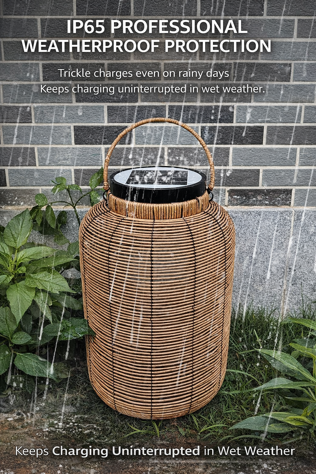 Outdoor Solar Rattan Lantern LED Light Waterproof Garden Decorative Lamp