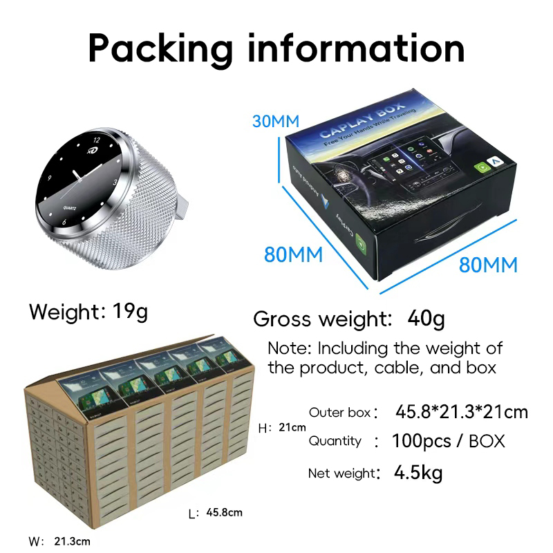 Clock Design Wireless 2 in 1 USB Carplay Adapter Mini