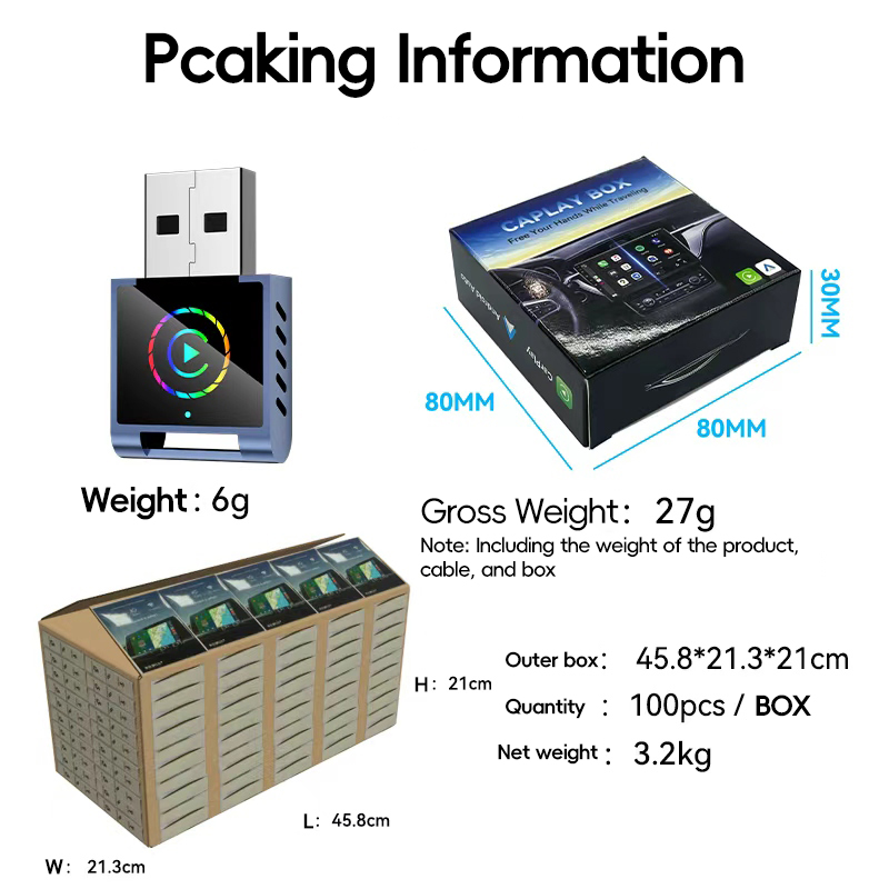 So Mini Car Play Box Universal Smart Plug Wireless USB Carplay Adapter