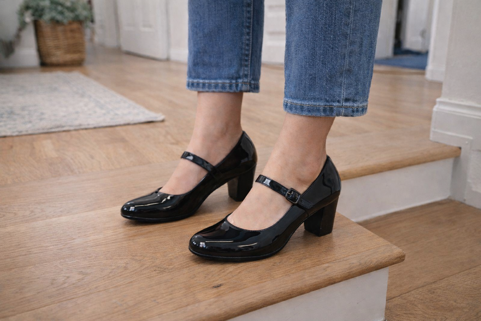 Jean-friendly Lightweight Almond-Toe Heels with Crossover Strap
