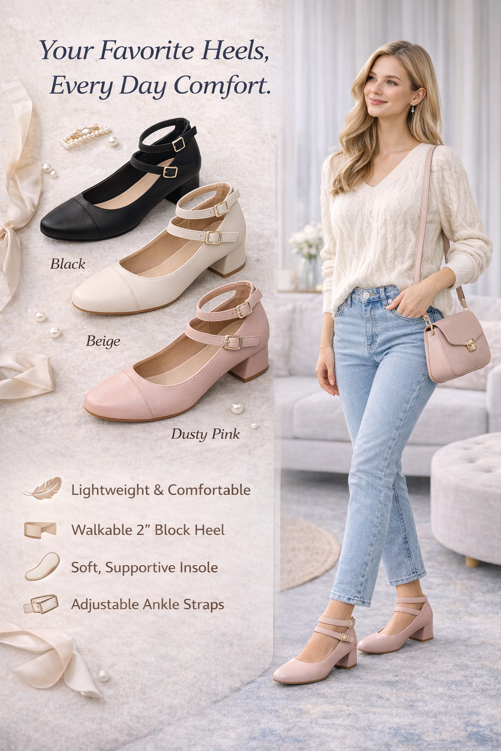 Jean‑Friendly Stress‑Free Lightweight Almond‑Toe D