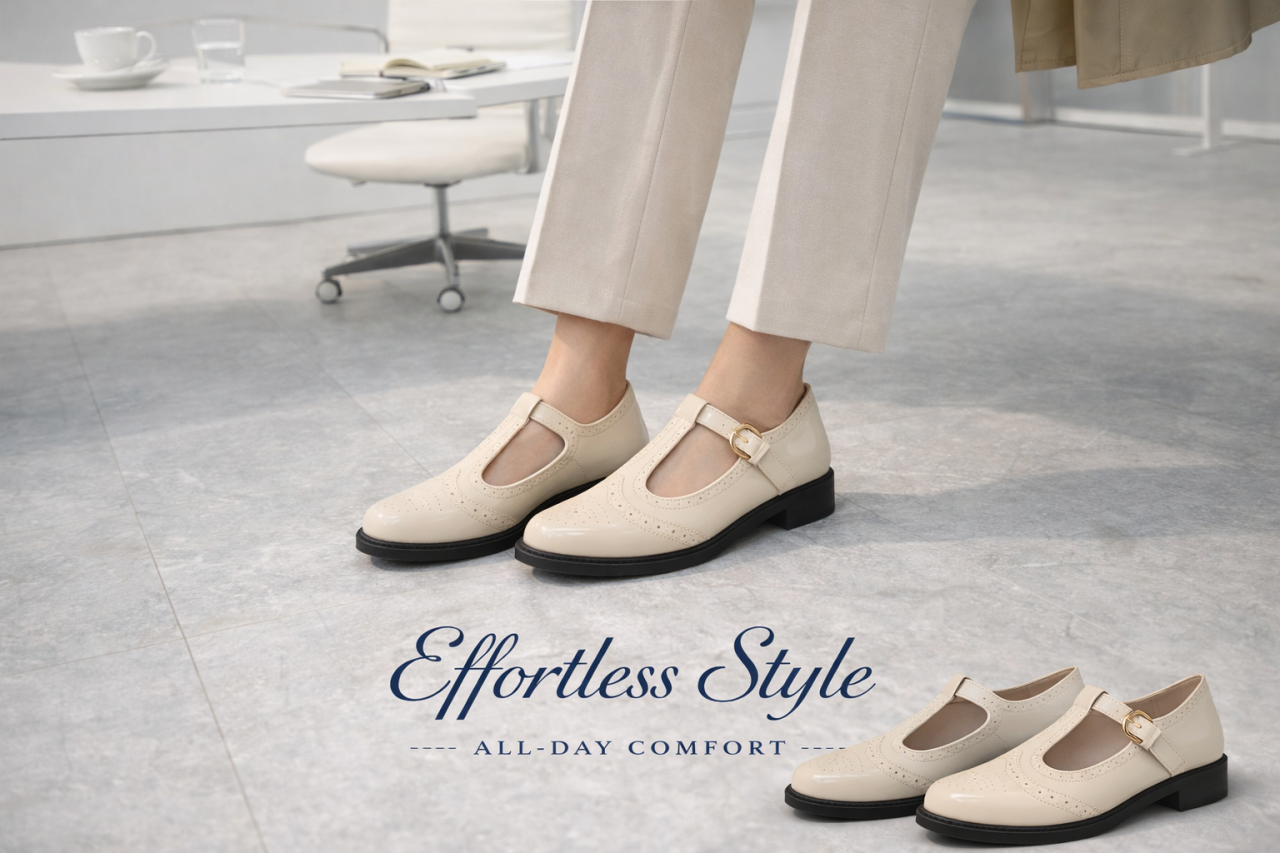 Women’s Jean-Friendly Lightweight Almond Toe Mary Jane Crossover Strap Comfort Heels