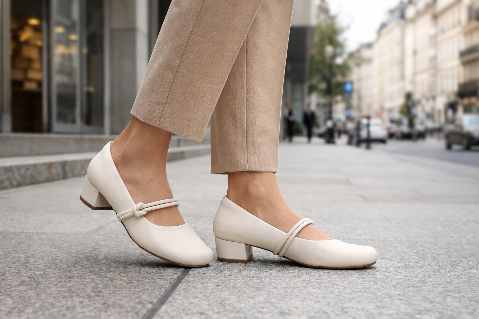 Jean-Friendly Lightweight Almond-Toe Crossover-Strap Comfortable Women’s Heels