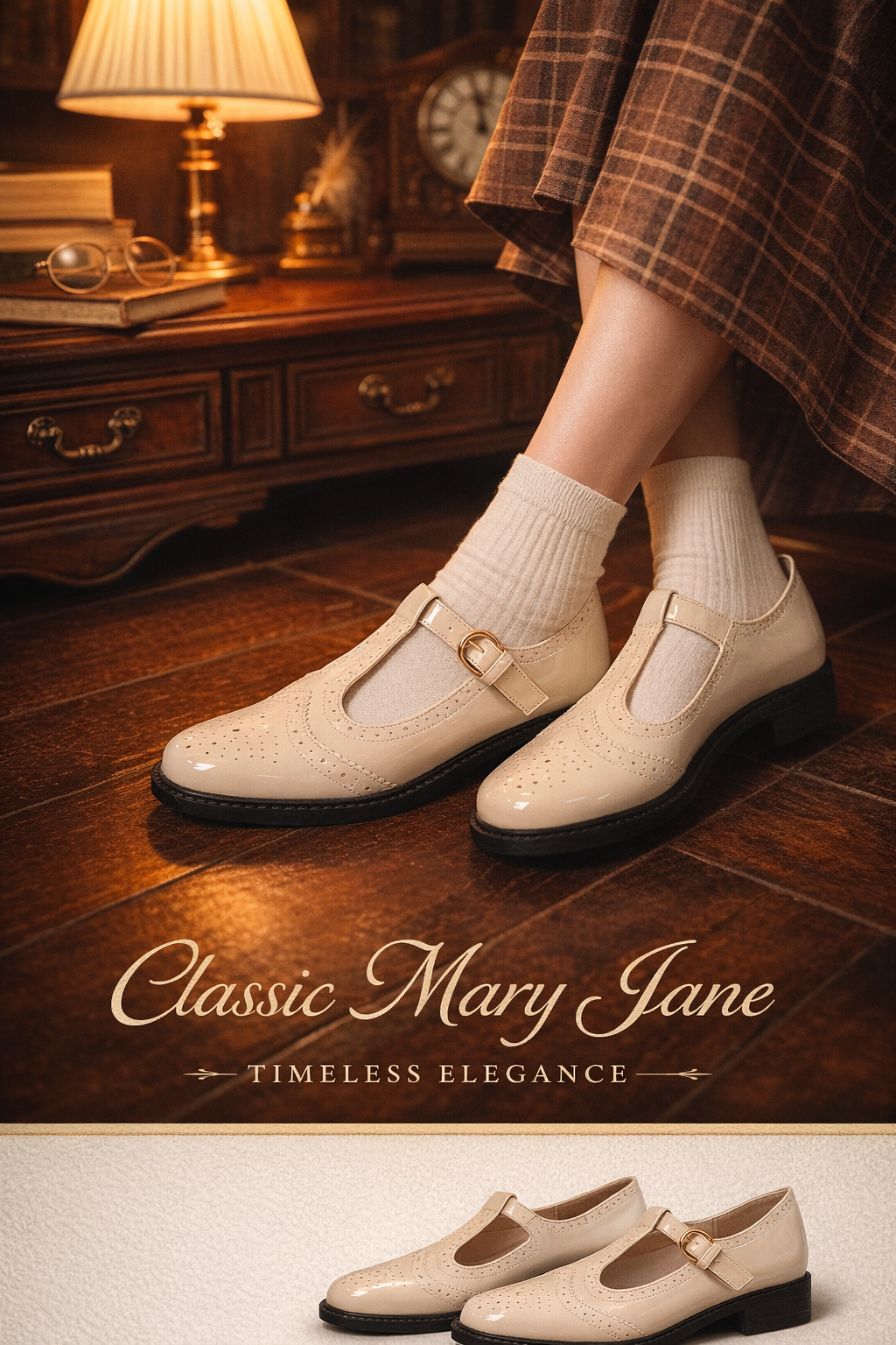 Women’s Jean-Friendly Lightweight Almond Toe Mary Jane Crossover Strap Comfort Heels