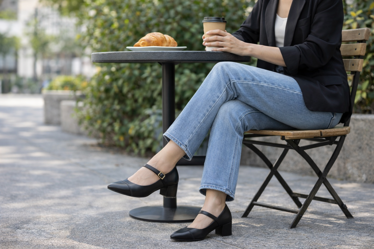 Women’s Stress-Free Almond Toe Mary Jane Block Heel Pumps