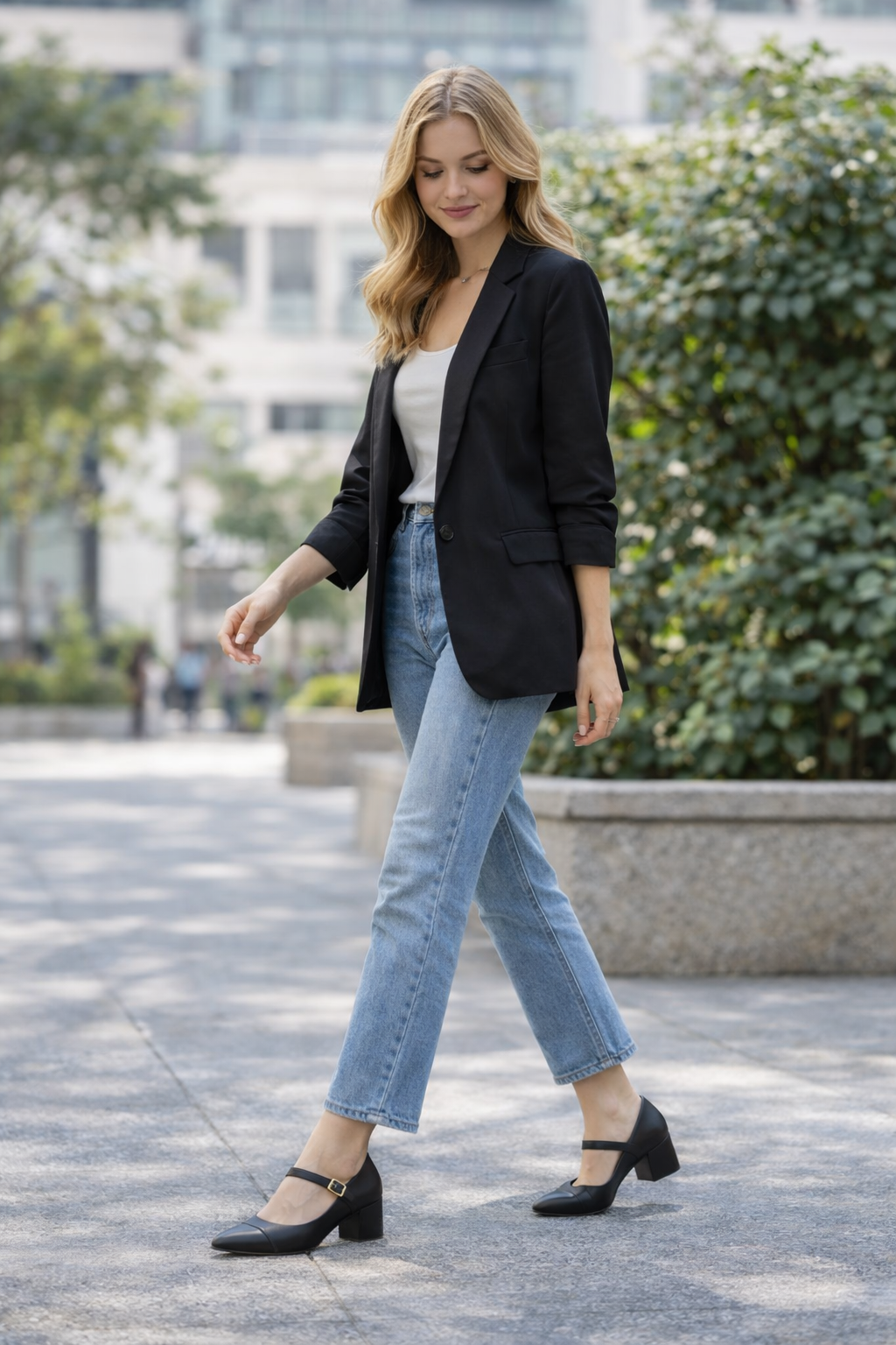 Women’s Stress-Free Almond Toe Mary Jane Block Heel Pumps