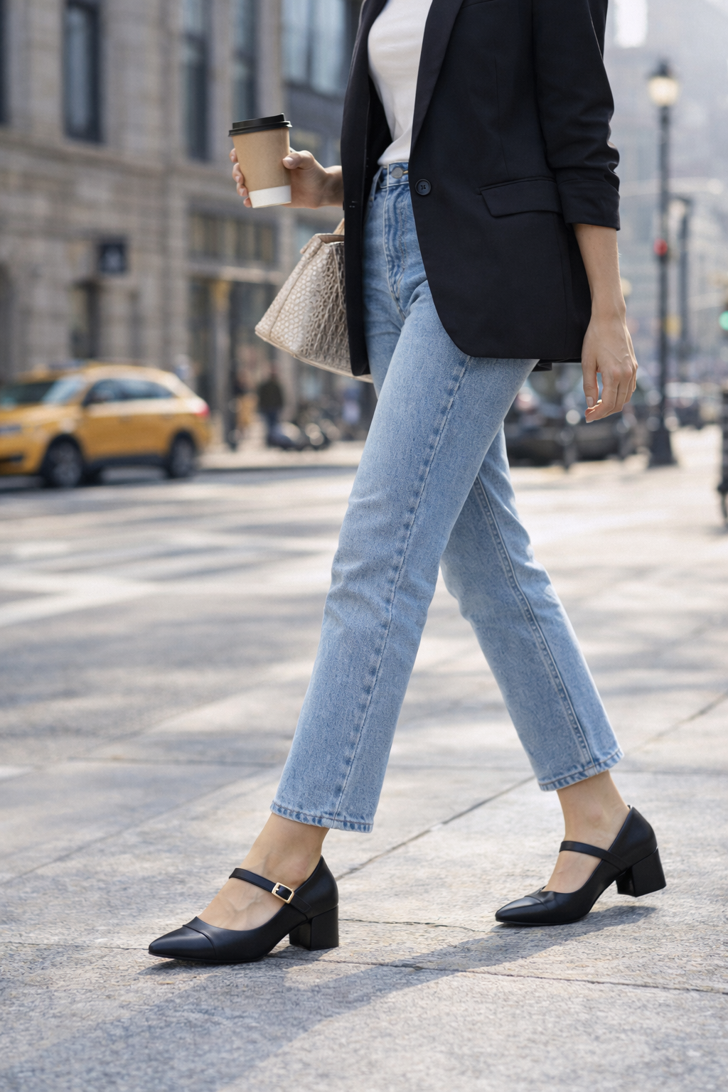 Women’s Stress-Free Almond Toe Mary Jane Block Heel Pumps