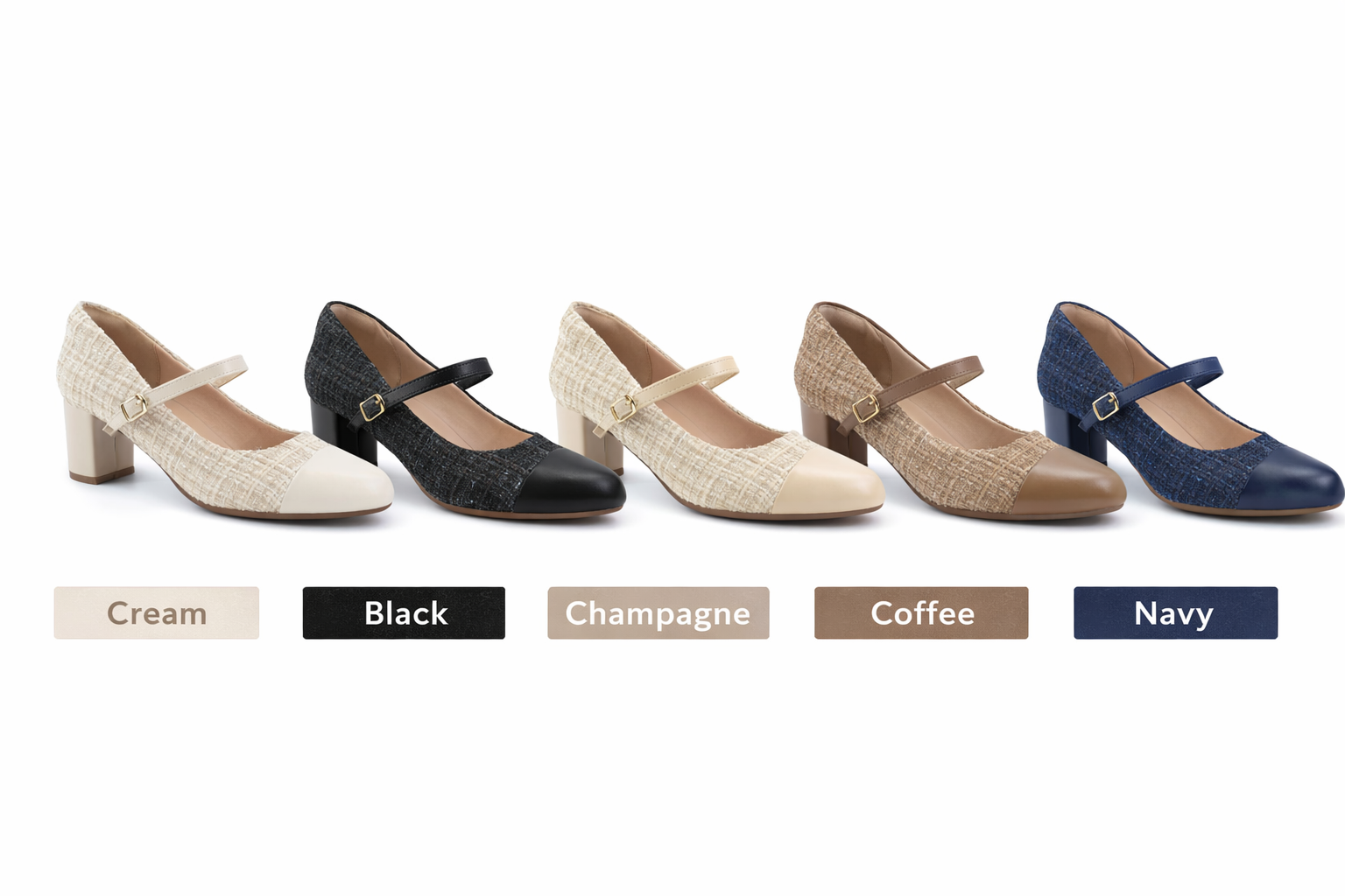 Comfortable Crossover Strap Tweed Block Heels for 