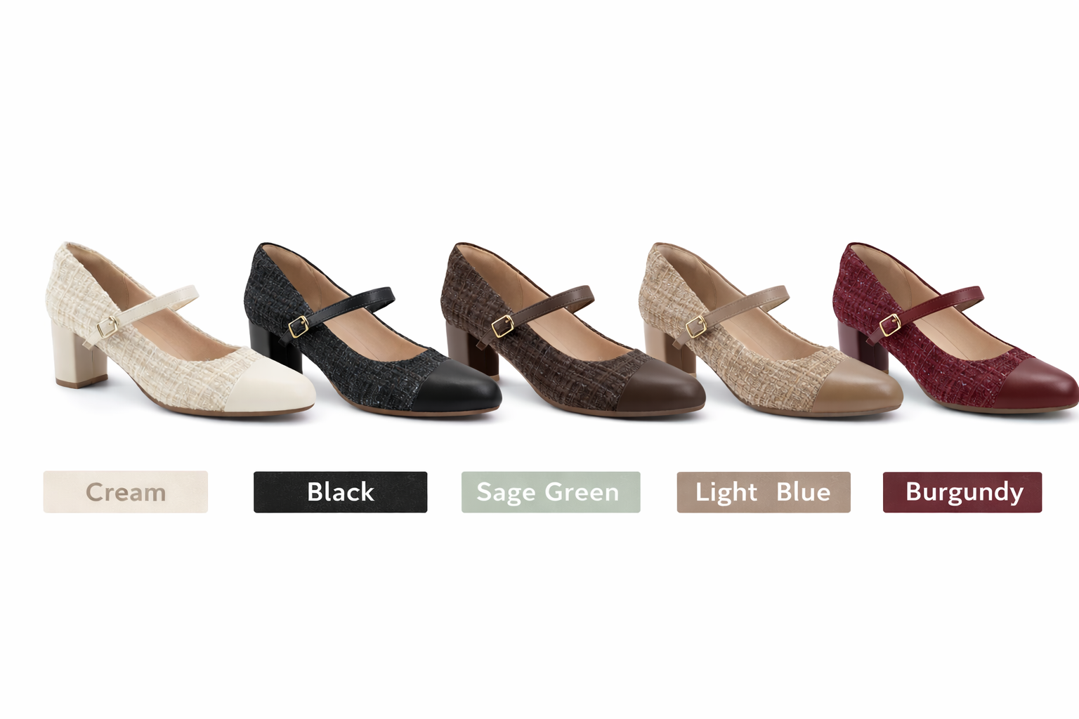 Comfortable Crossover Strap Tweed Block Heels for Women