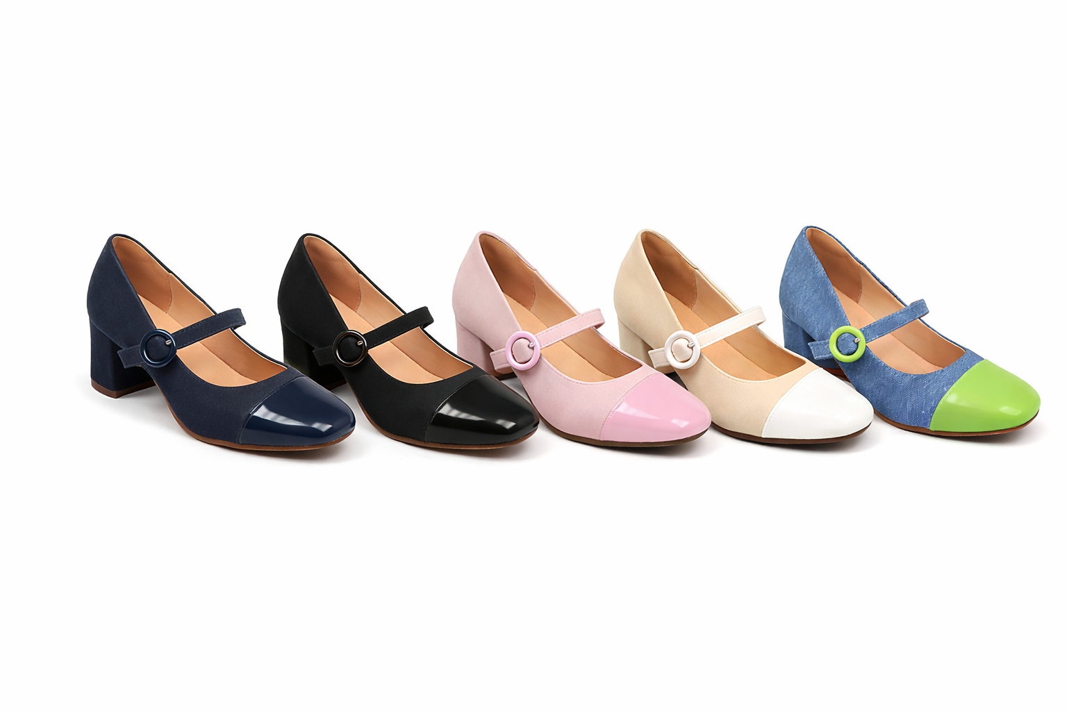 Women’s Almond Toe Mary Jane Block Heels – Lightwe