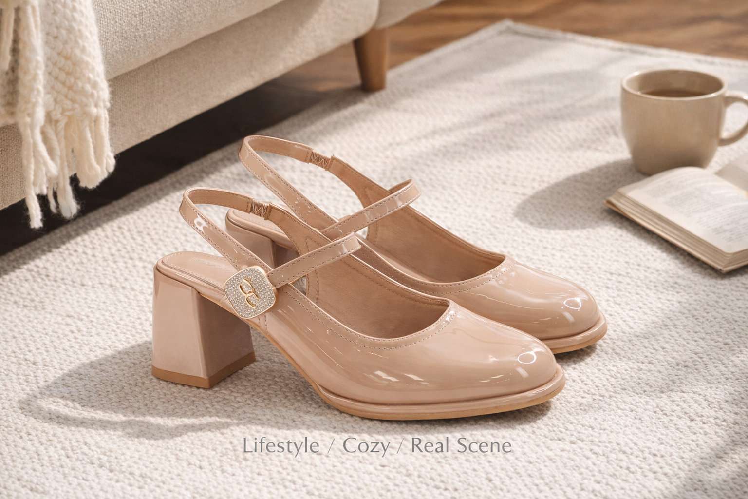 Jean-Friendly Lightweight Almond-Toe Crossover Strap Women’s Heels – Comfortable Stress-Free Slingback Pumps