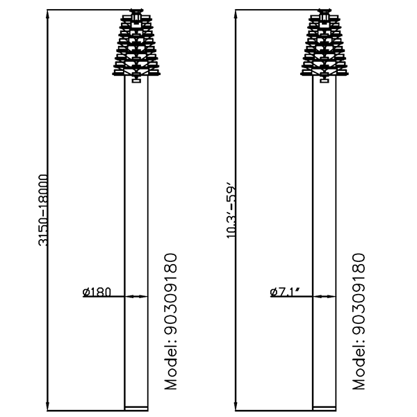 dimension of 18m mast