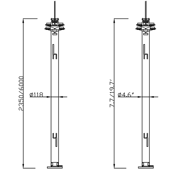 dimension of 6m cctv mast
