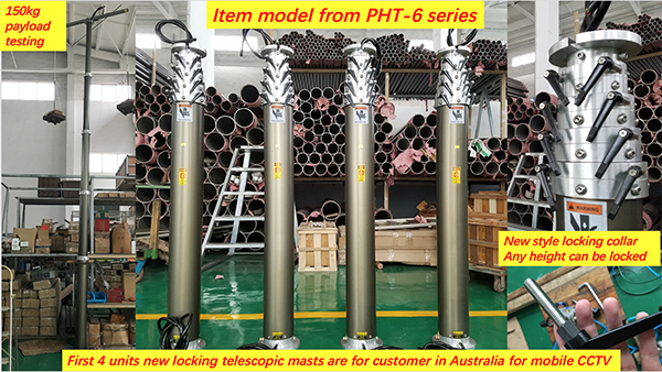 new style locking pneumatic telescopic mast