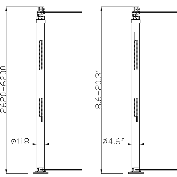 6.2m lighting mast dimension