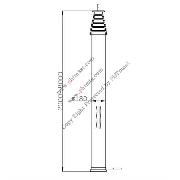 dimension of 8m lighting mast