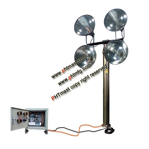 9m Lighting Mast Tower System with 4x 1000W Metal Halide Lamps