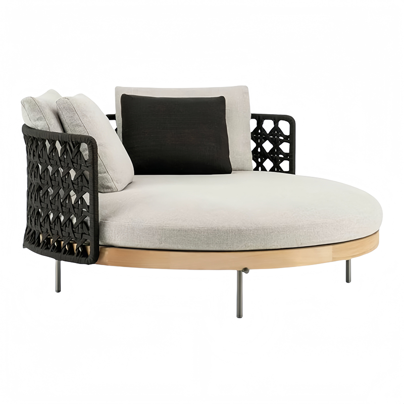 屋外用ラタン製二人用丸ベッド