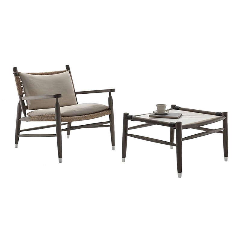 庭園用無垢材ラタン製椅子セット