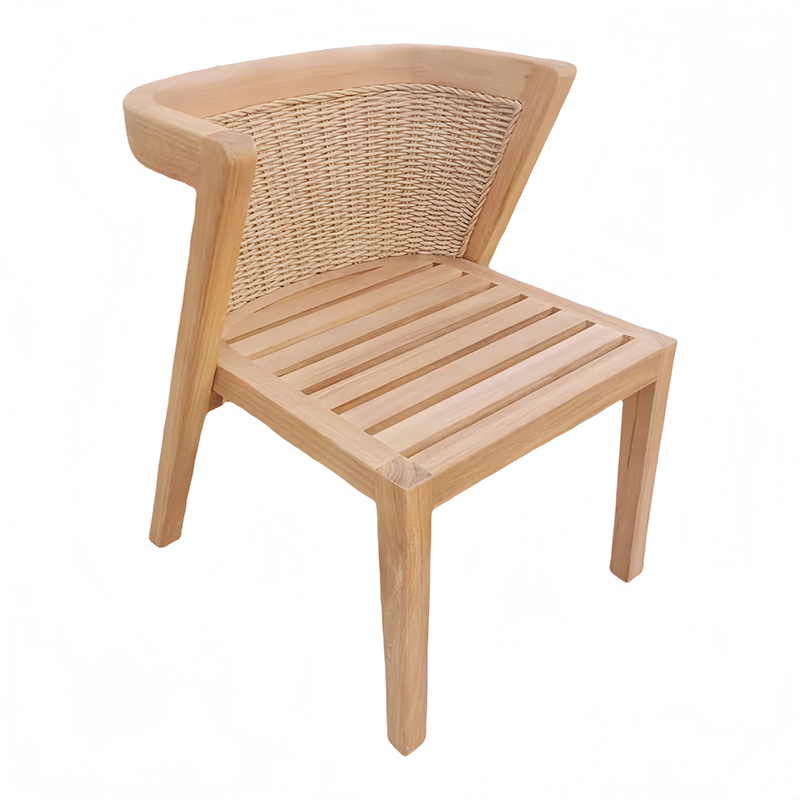 無垢材ラタン製リラックス一人掛け椅子