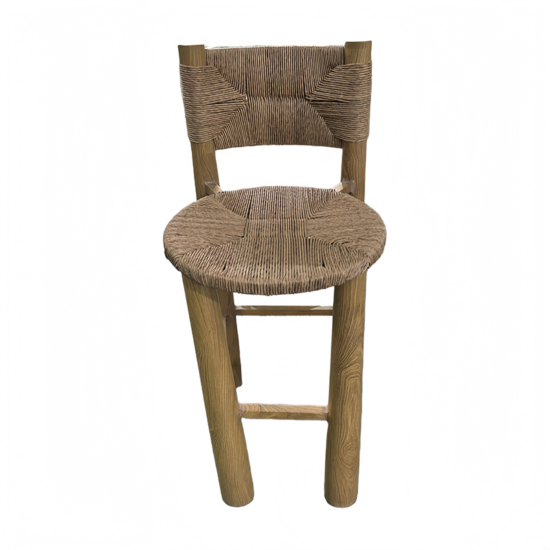 レトロな実木製藤編み椅子