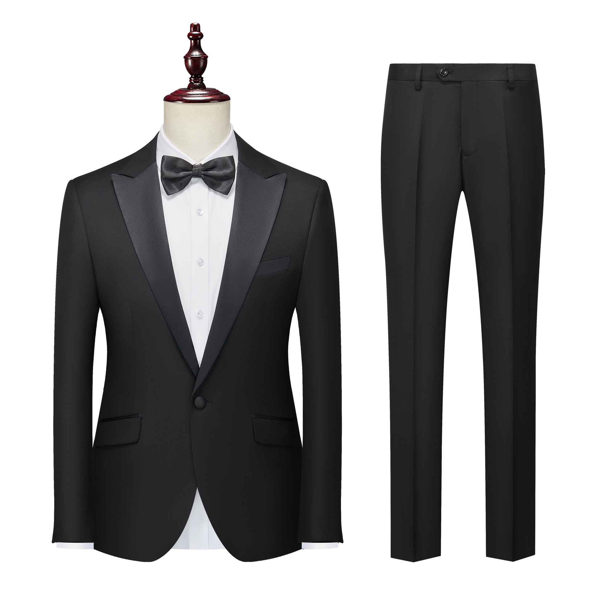 Peaked lapel dress art exam performance formal suit men's groom wedding host tuxedo slim suit