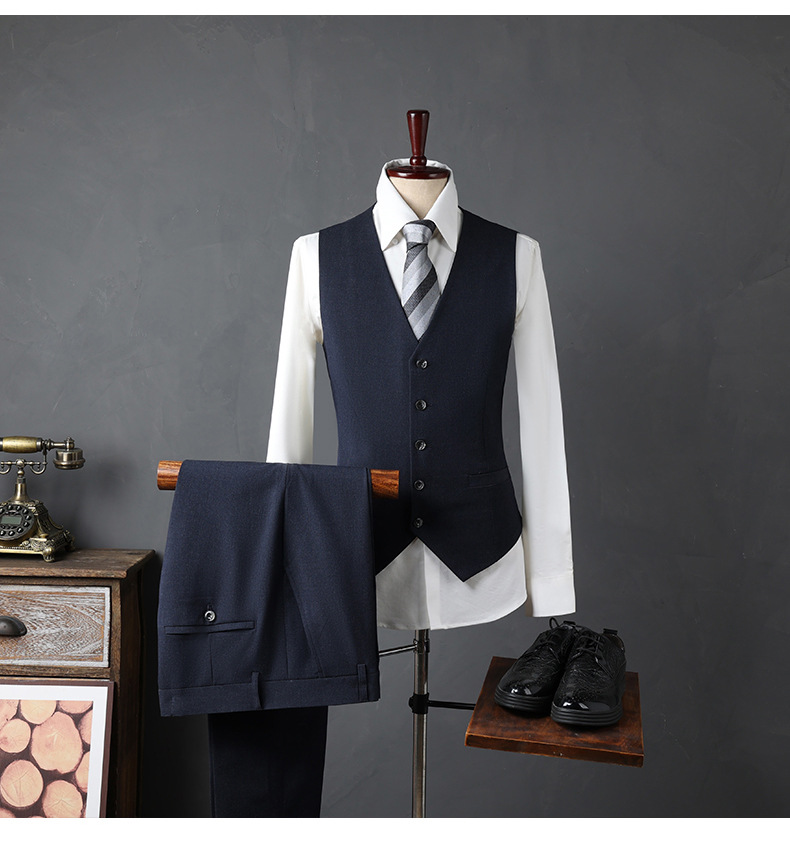 Pink dress suit men's three-piece suit casual color small suit slim formal suit groom handsome wedding pink dress suit