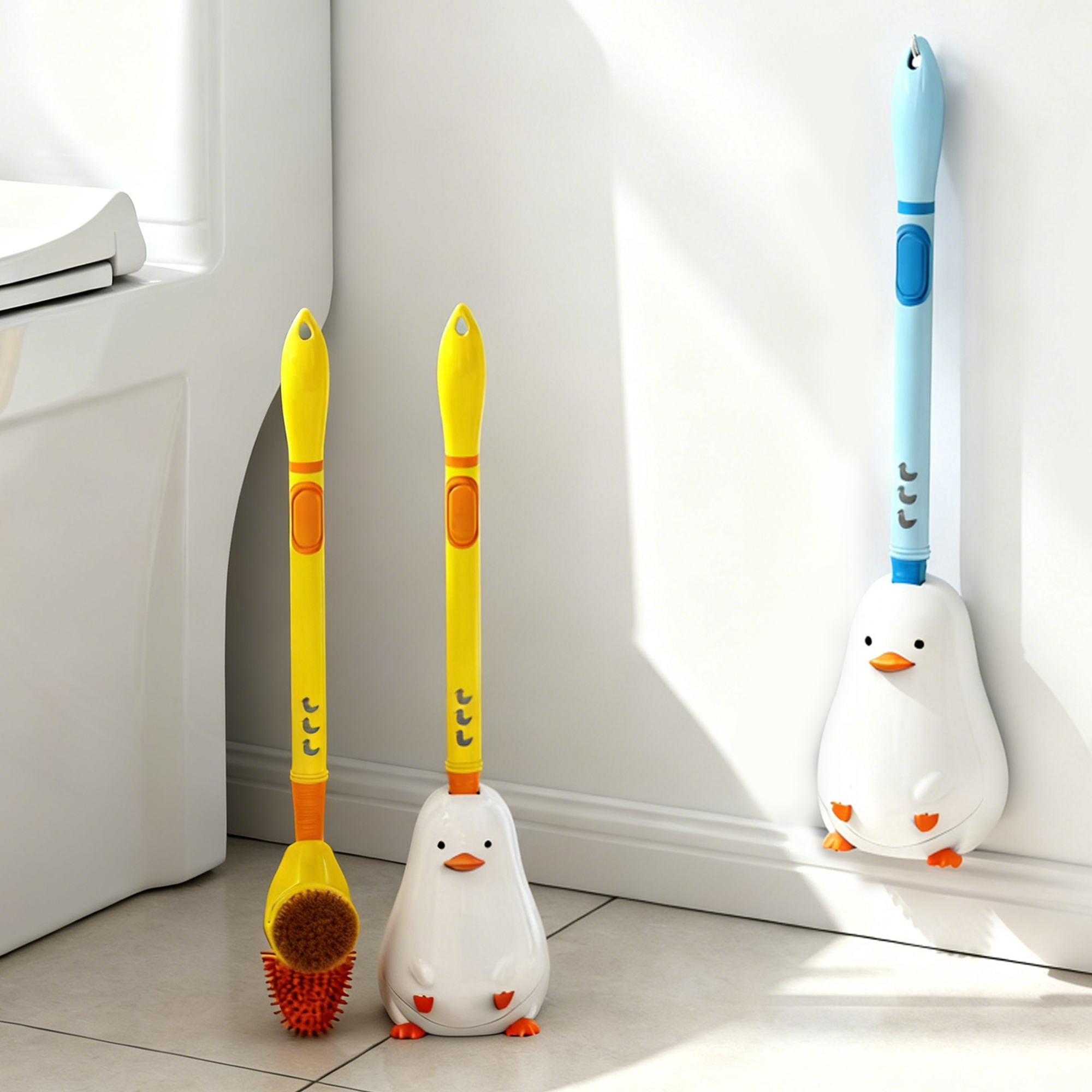 Cute Duck Shaped Toilet Brush Holder wit