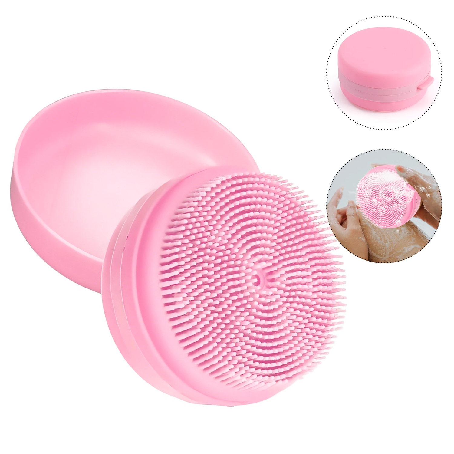 Portable Silicone Bathing Brush with Han