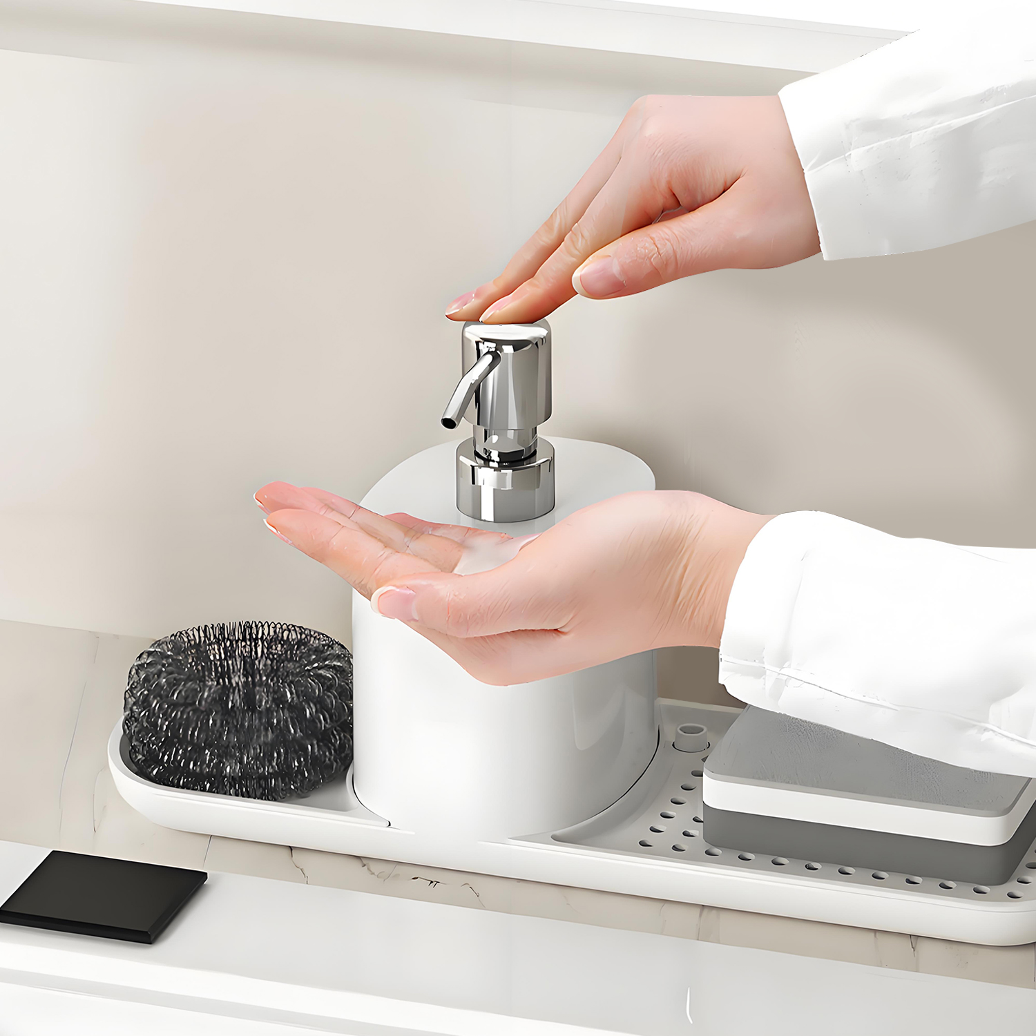 Premium White Plastic Hand Pump Soap Dis