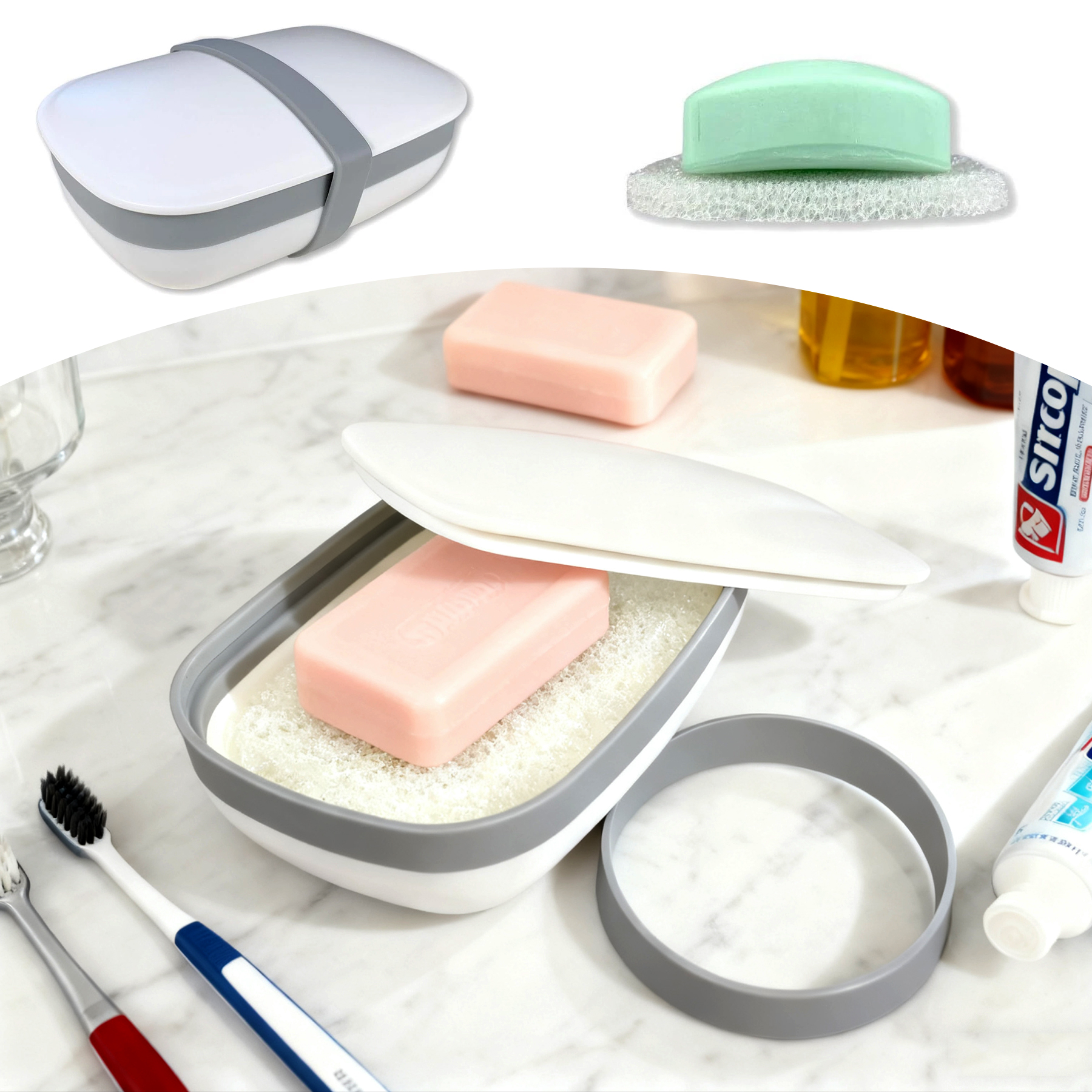 Travel Silicone Soap Tray with Drain Woo
