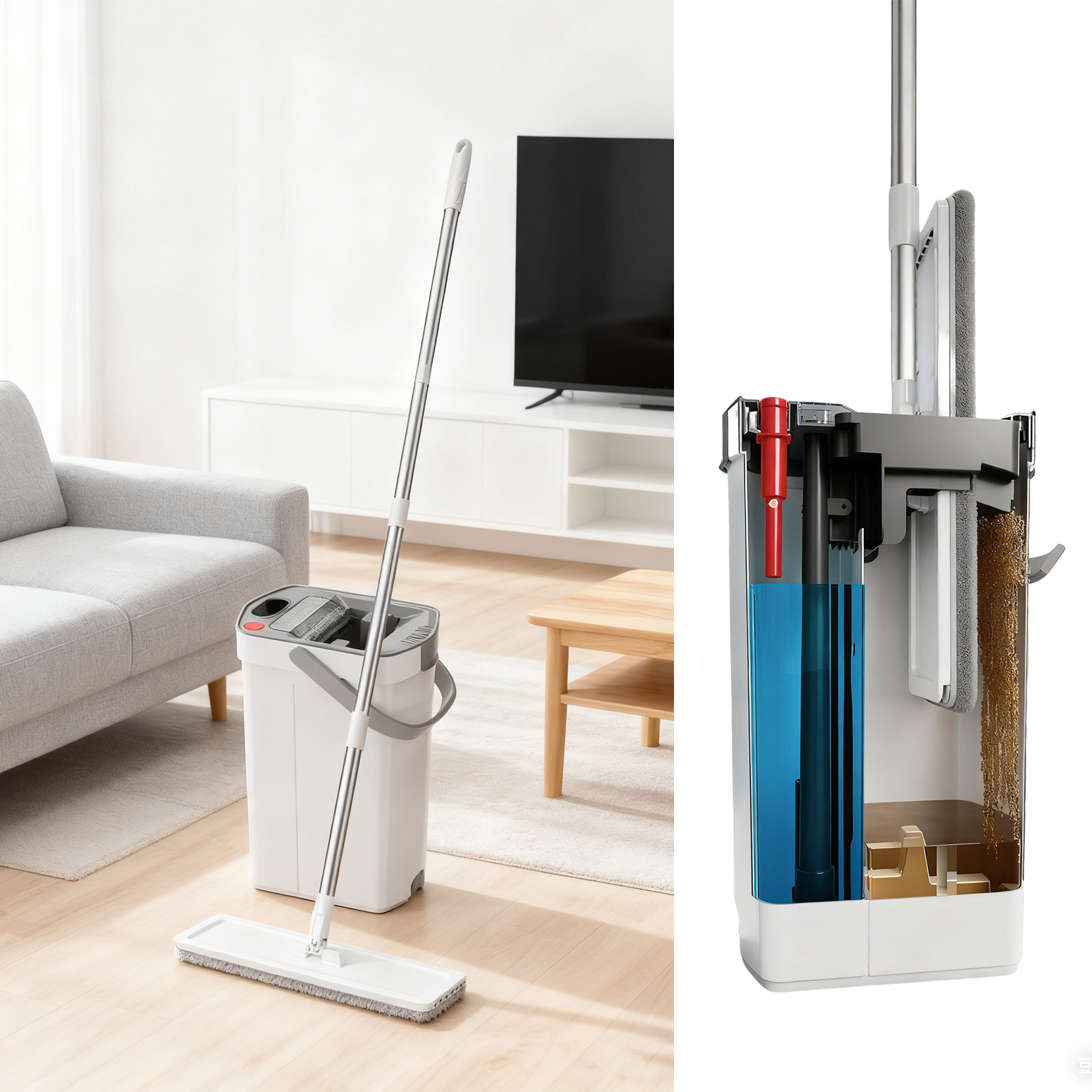 Microfiber Flat Mop Set Stainless Steel 