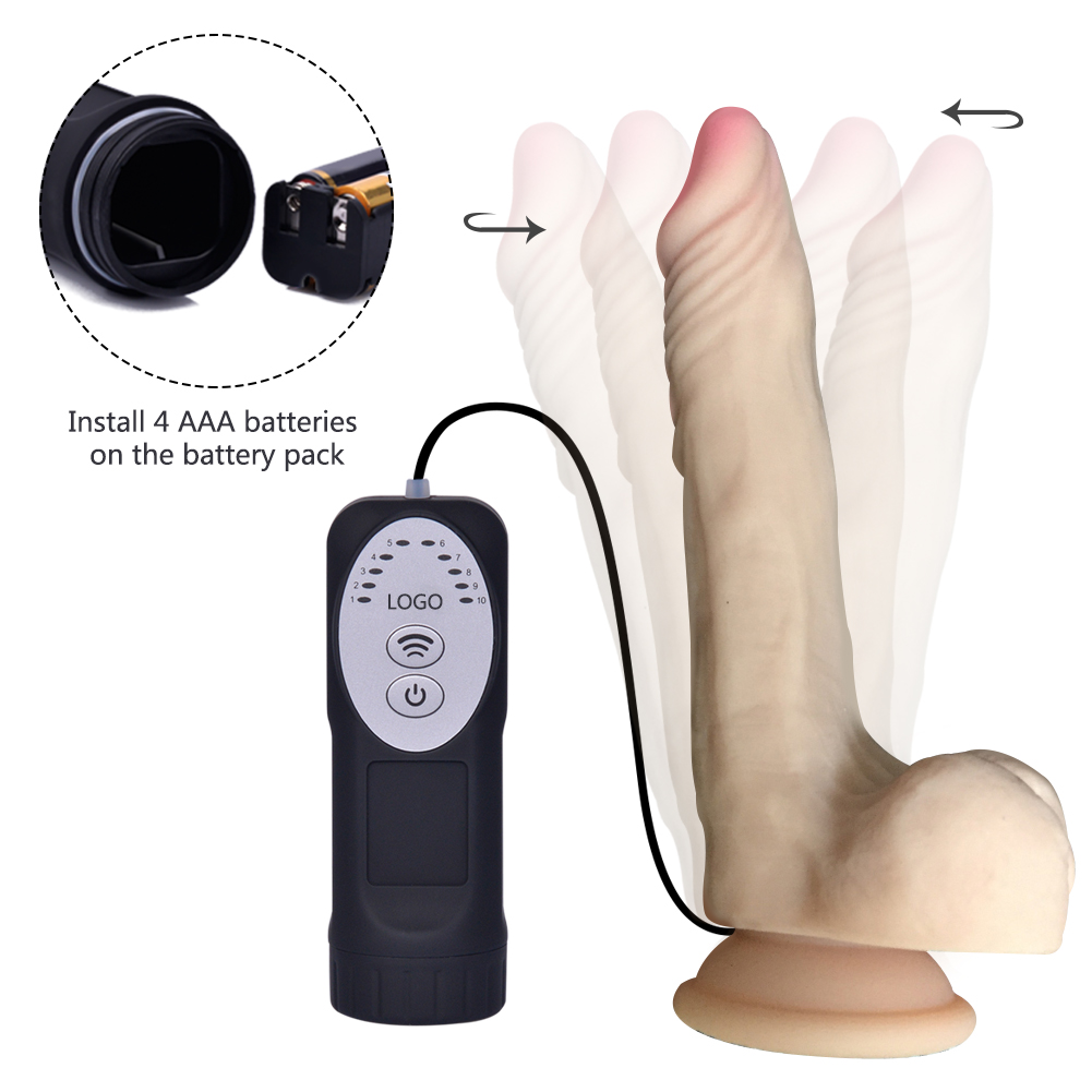 Wired Control Liquid Silicone Vibration Swirling Dildo[LXY002]