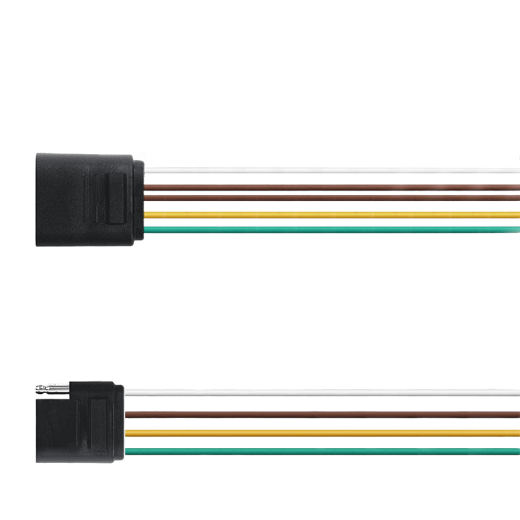 25Ft 4 Pin 5 Male 4-Wire Female Connector with 18 AWG Trailer Wiring Harness Extension