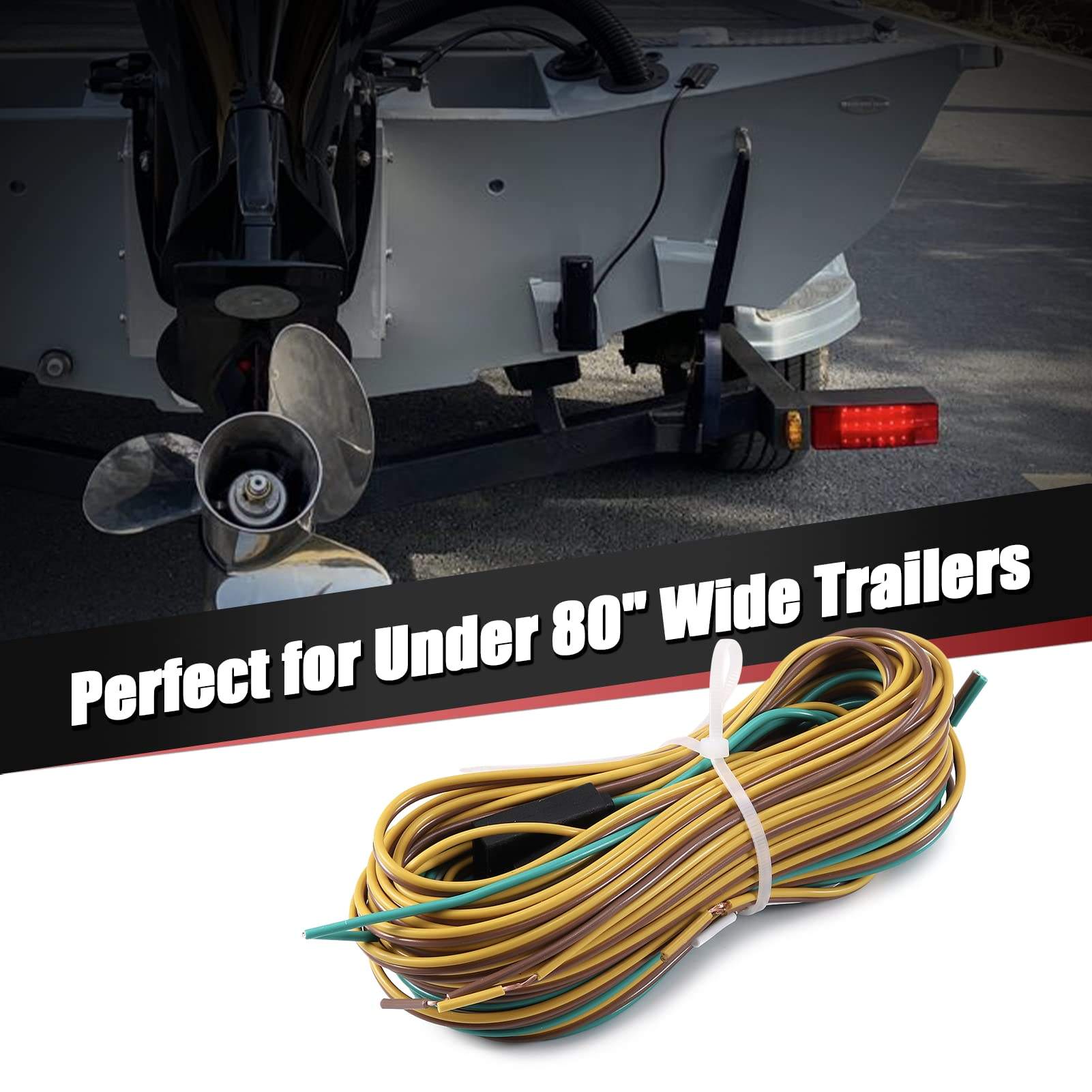 25Ft 4 Pin 5 Male 4-Wire Female Connector with 18 AWG Trailer Wiring Harness Extension