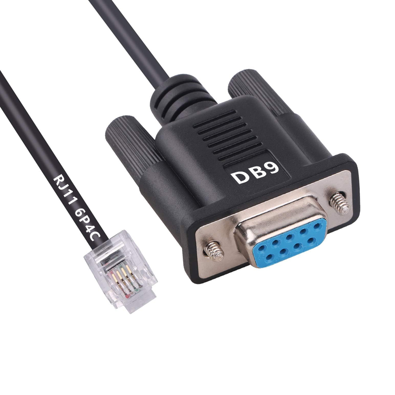 6FT Plug and Play RS232 DB9 Female to RJ11 6P4C Serial Console Cable for POS, Modems, and Terminal Equipment