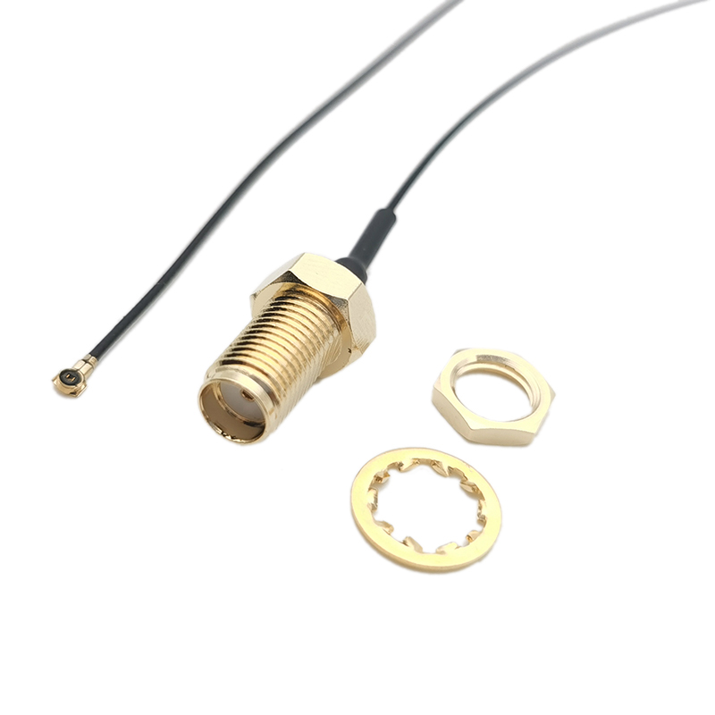Antenna Cable SMA Jack Bulkhead to MHF4 Plug 35cm RG0.81 Coaxial Cable Assembly, 10mm Thread Length