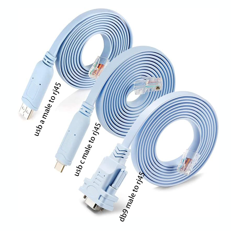 FTDI USB to RJ45 Console Cable for Cisco Routers and Switches, RS232 Serial Configuration Cable, USB-A and USB-C Compatible, Supports Windows, Mac, Linux