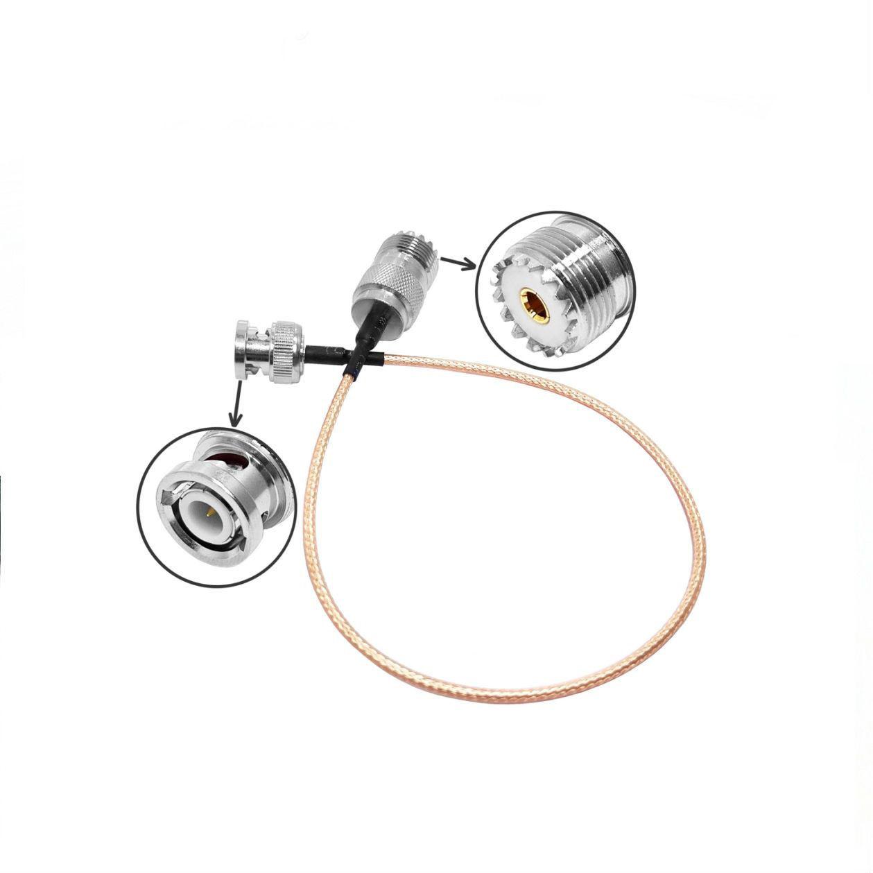 Factory Uhf SO239 PL258 Female Jack Hembra to Bnc Male Plug Macho Rg316 Pigtail Jumper Cable Assembly Connector Rohs