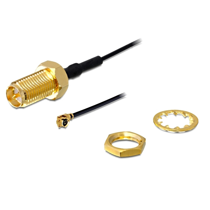 RP-SMA Female Bulkhead to IPEX U.FL RF1.13 Pigtail Coaxial Cable Assembly