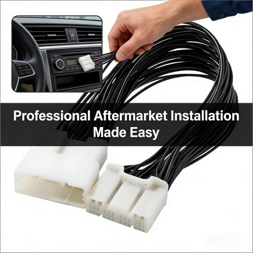 How does a 28-pin Toyota wire harness retain OEM features like camera and microphone?