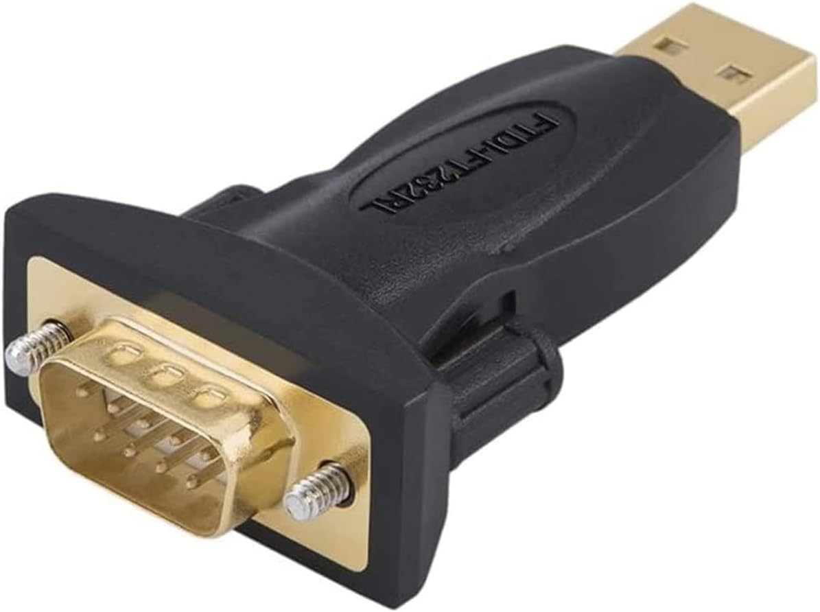 USB to RS232 Adapter with FTDI Chipset, USB to RS232 Male DB9 Serial Converter for Cashier Register, Modem, Scanner, Industrial Machinery, CNC, Black