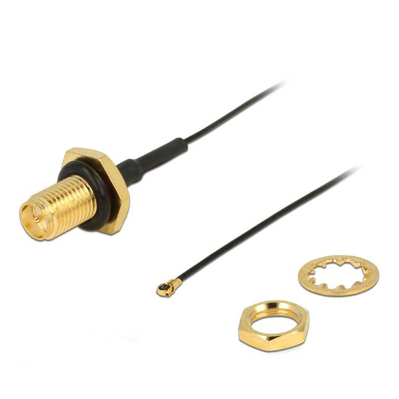 Waterproof RP-SMA Female Jack Bulkhead to IPEX MHF4 RF Coaxial Cable Assembly